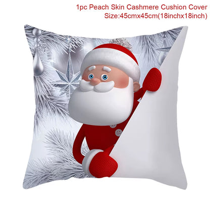 Snowman Christmas Cushion Cover Merry Christmas Decorations for Home 2024 Cristmas Sofa Decor Navidad Xmas Gifts New Year 2025