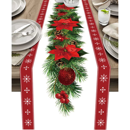 2024 Christmas Table Runner Cloth Merry Christmas Decoration for Home Tablecloth Xmas Cristmas Ornament Navidad New Year 2025