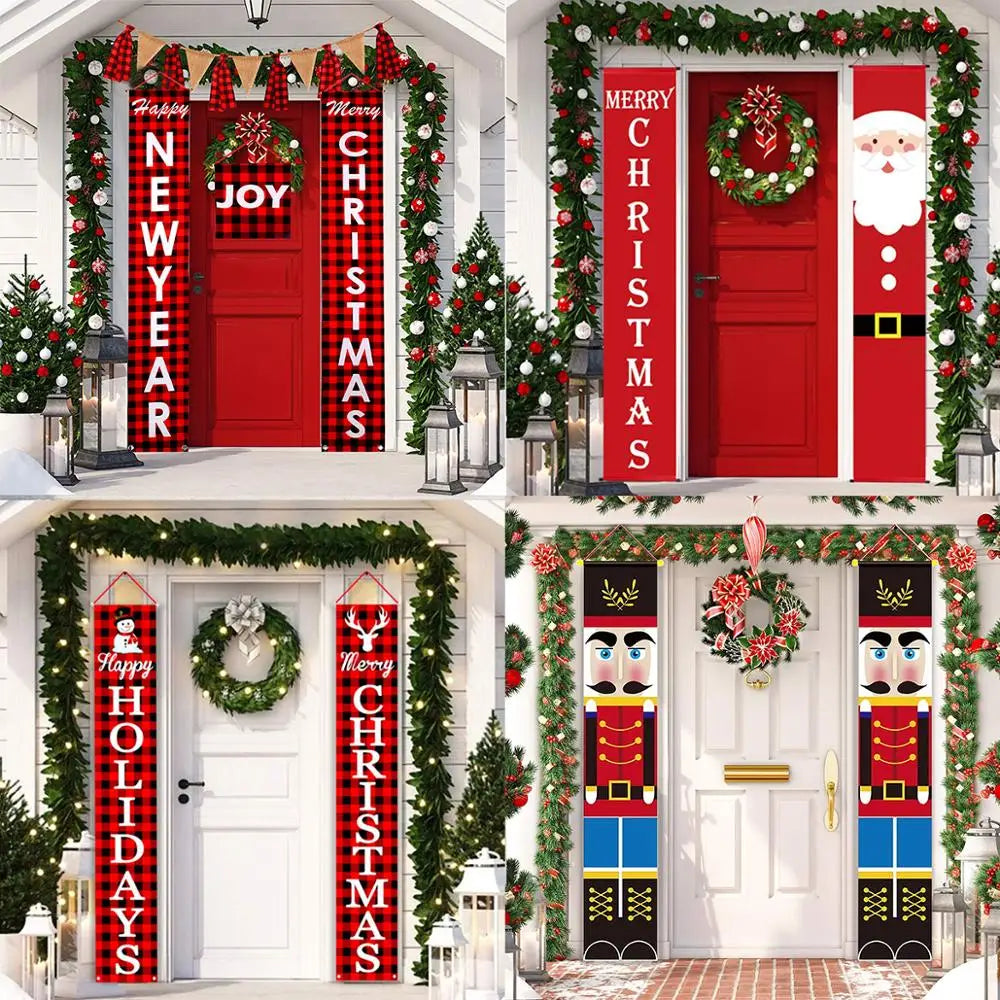 Christmas Door Banner Porch Sign Christmas Decoration for Home Christmas Pendant Merry Christmas Ornaments 2022 Navidad