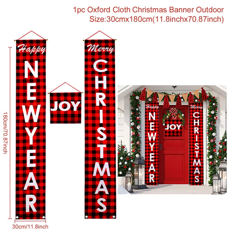 Christmas Door Banner Porch Sign Christmas Decoration for Home Christmas Pendant Merry Christmas Ornaments 2022 Navidad