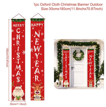Christmas Door Banner Porch Sign Christmas Decoration for Home Christmas Pendant Merry Christmas Ornaments 2022 Navidad