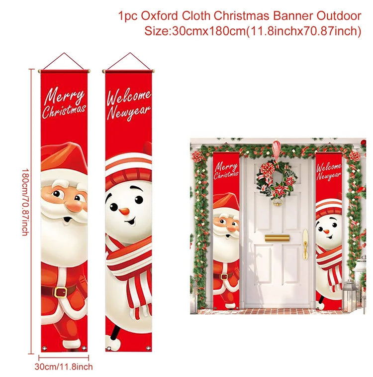 Christmas Door Banner Porch Sign Christmas Decoration for Home Christmas Pendant Merry Christmas Ornaments 2022 Navidad