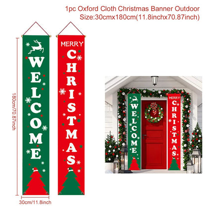 Christmas Door Banner Porch Sign Christmas Decoration for Home Christmas Pendant Merry Christmas Ornaments 2022 Navidad