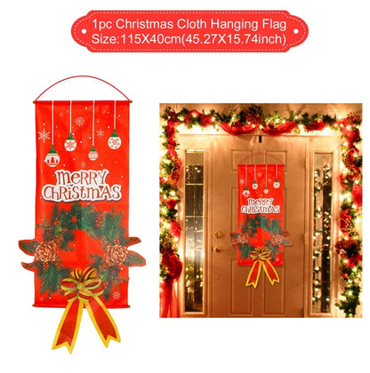 Christmas Door Banner Porch Sign Christmas Decoration for Home Christmas Pendant Merry Christmas Ornaments 2022 Navidad