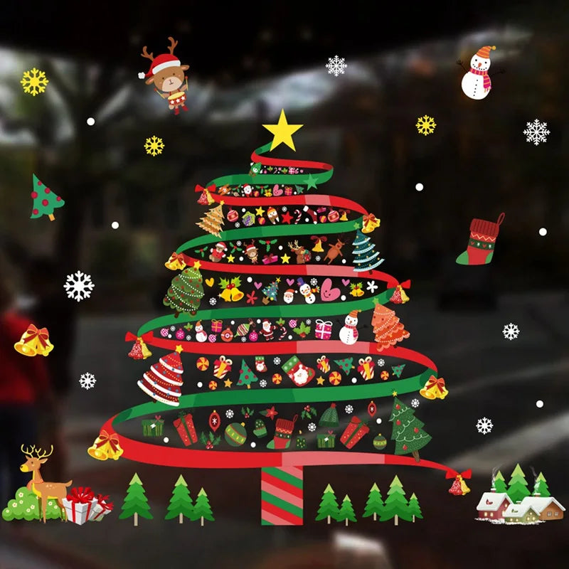 Christmas Window Stickers Merry Christmas Decorations for Home Santa Claus 2021 Christmas Ornament Navidad Xmas Gifts New Year