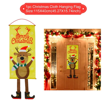 Christmas Door Banner Porch Sign Christmas Decoration for Home Christmas Pendant Merry Christmas Ornaments 2022 Navidad