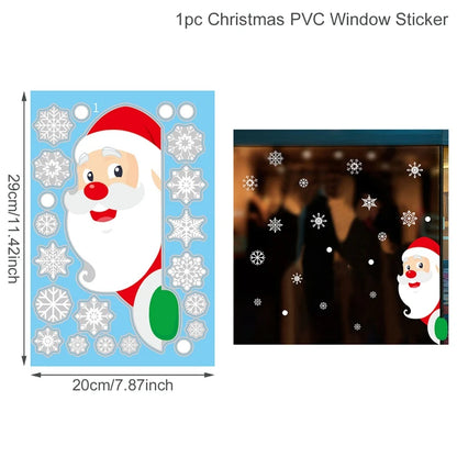 Christmas Window Stickers Merry Christmas Decorations for Home Santa Claus 2021 Christmas Ornament Navidad Xmas Gifts New Year