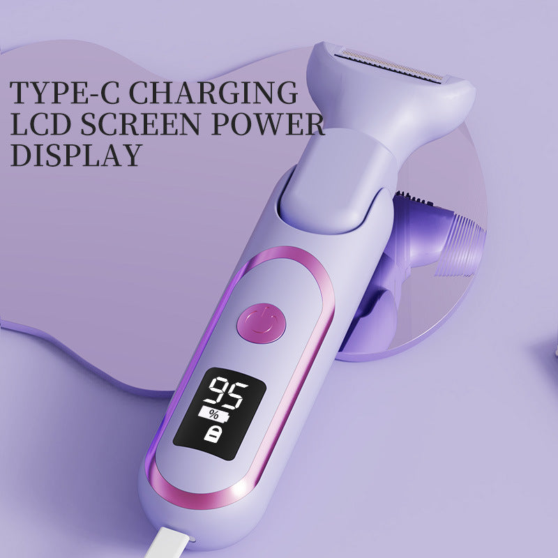 Digital Display TYPE-C Multifunctional Women's Shaving Hair Removal Instrument Underarm Electric Shaving Instrument Private Eyebrow Knife