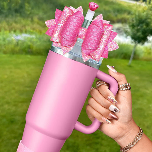 Color Bright Powder Ins Style Bow Stanley Cup Accessories Accessories Cup Accessories