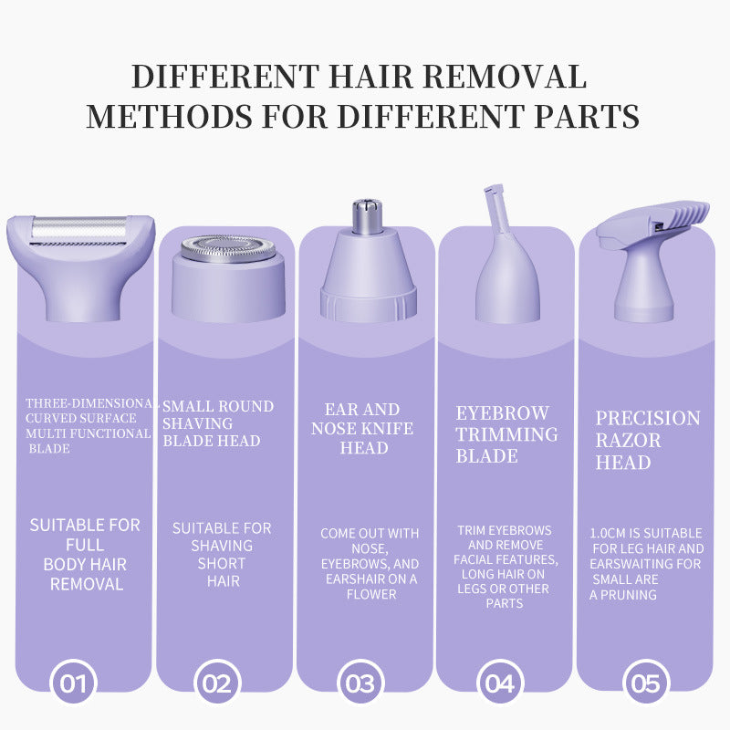 Digital Display TYPE-C Multifunctional Women's Shaving Hair Removal Instrument Underarm Electric Shaving Instrument Private Eyebrow Knife