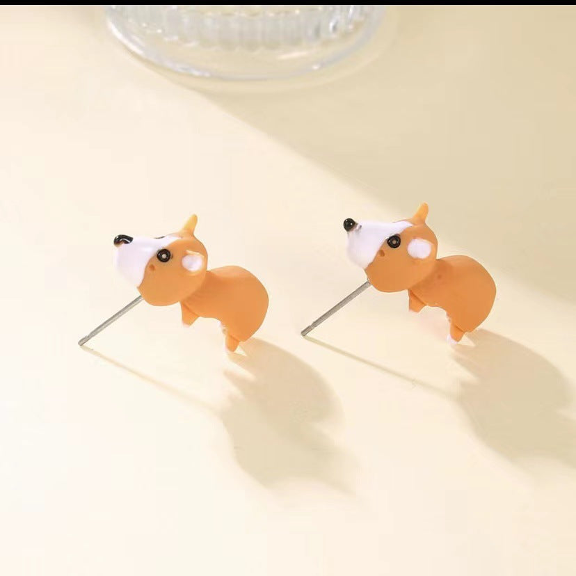 Small Animal Dinosaur Earrings Independent Station Korean Earrings Shark Metal Cute Mini Animal Jewelry