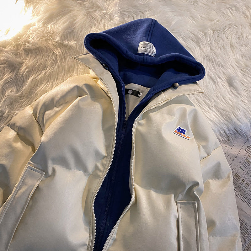Pu Leather Cotton Coat Men's Winter Thickened Korean Version Of The Hooded Cotton Coat Loose Couple Cotton Jacket Coat
