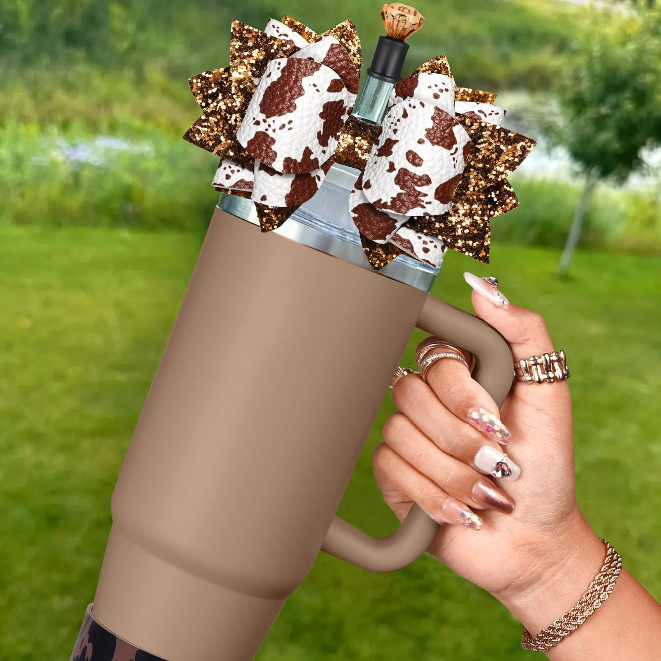 Color Bright Powder Ins Style Bow Stanley Cup Accessories Accessories Cup Accessories