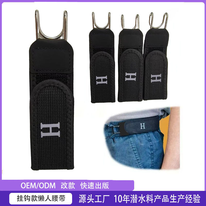 Ready Stock Casual And Convenient Adjustable Hook-Type Lazy Belt With Velcro Elastic Unisex Velcro Waist Buckle