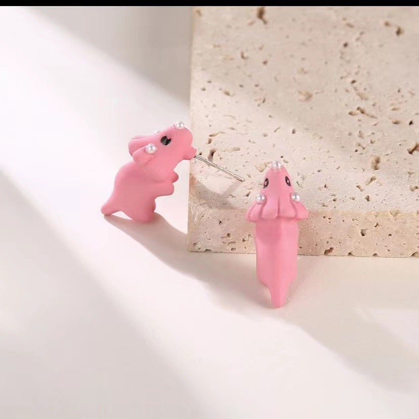 Small Animal Dinosaur Earrings Independent Station Korean Earrings Shark Metal Cute Mini Animal Jewelry