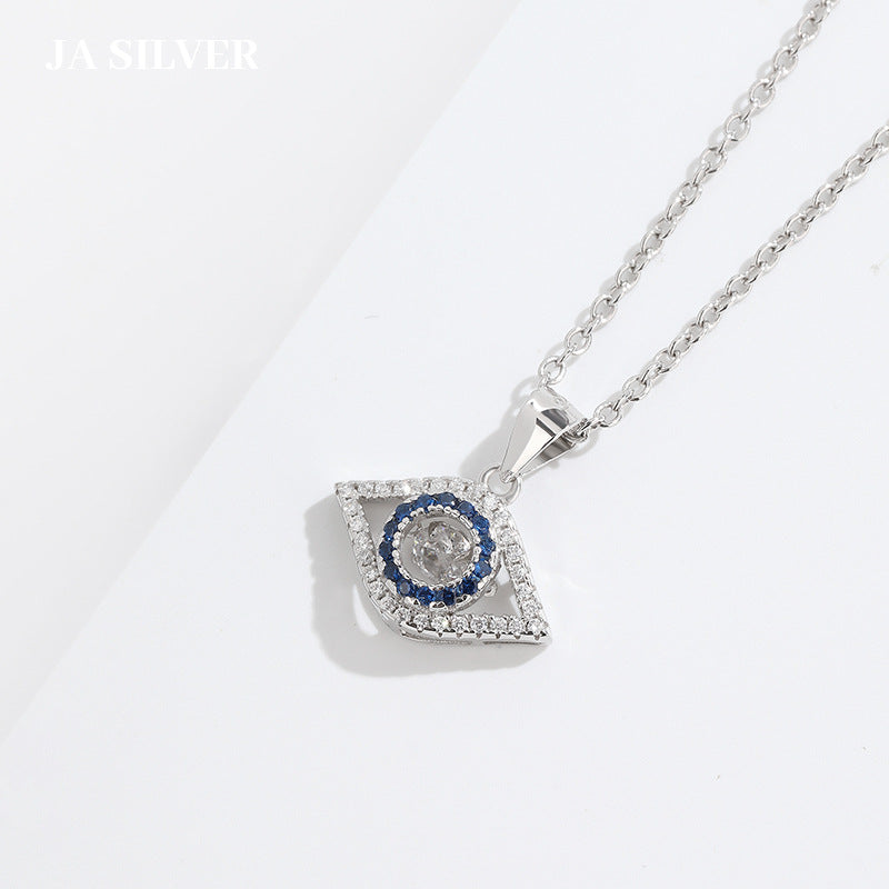 S925 Sterling Silver Devil's Eye Single Pendant Female Niche Design Sense Light Luxury Full Diamond Silver Pendant