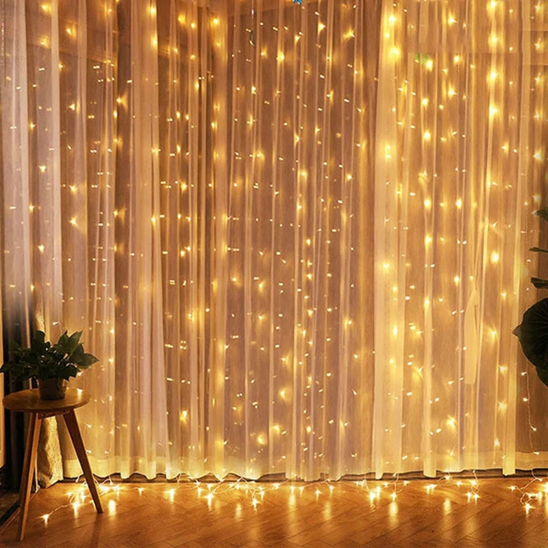 Christmas Lights Curtain Garland 2023 Merry Christmas Decorations for Home Christmas Ornaments Xmas Gifts Navidad New Year 2024