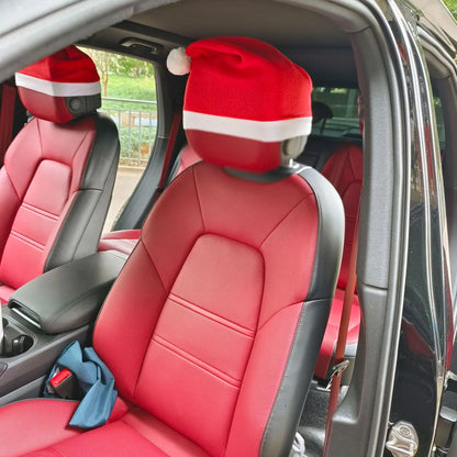 Car Headrest Cover Father Christmas Hat Car Seat Headrest Cover Christmas Car Headwear Accessories Christmas Decoration Ornament
