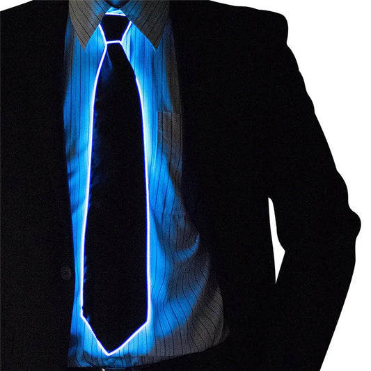 Men Glowing Tie EL Wire Neon LED Luminous Party Haloween Christmas Luminous Light up Decoration DJ Bar Club Stage Prop Clothing