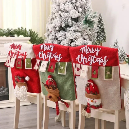 Christmas Chair Decoration Set Home Christmas Decoration Cartoon Chair Set Christmas Decoration Supplies Christmas Chair Cover