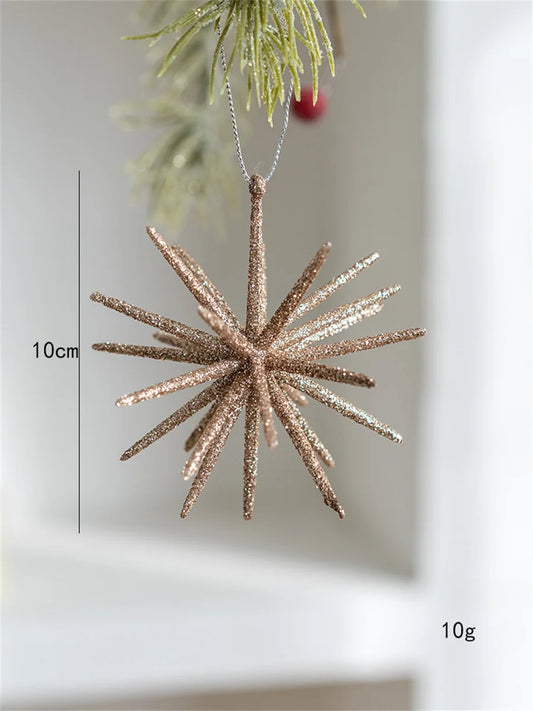 Christmas Tree Decoration Hanging Christmas Decoration Champagne Color White Exploding Star Christmas New Year