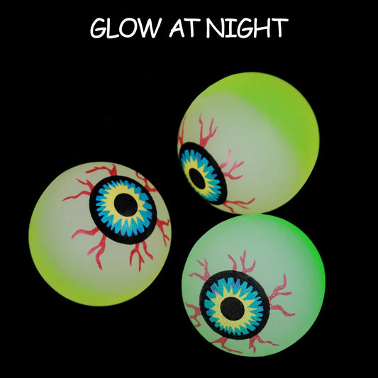 10Pcs 27-32Mm Glow in the Dark Halloween Bouncy Balls Horror Luminous Bounce Scary Eye Balls Halloween If the Light Is Weak