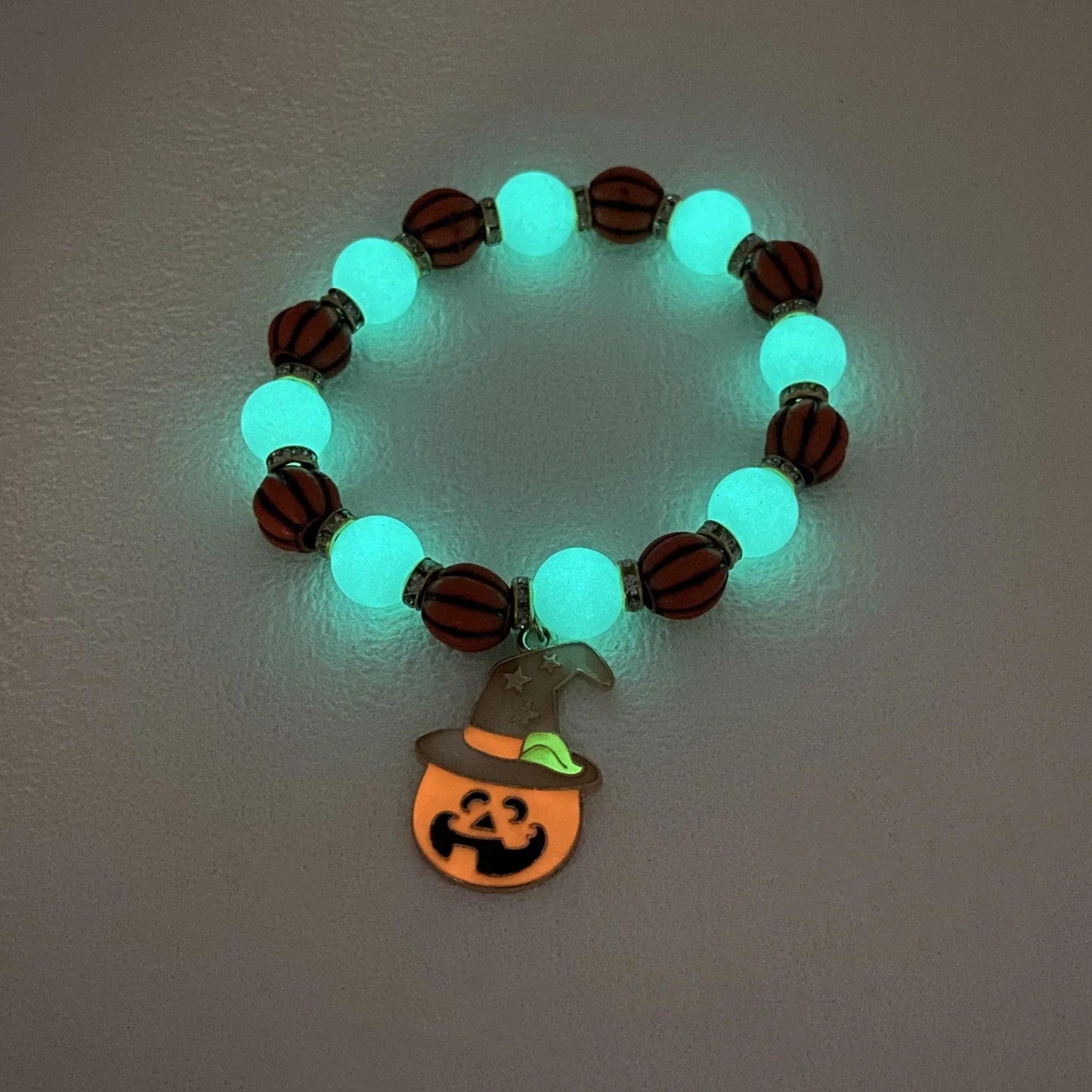 Halloween Vintage Bracelet with Pumpkin, Witch Hat, and Gothic Beads for Women's Party Attire