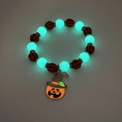 Halloween Vintage Bracelet with Pumpkin, Witch Hat, and Gothic Beads for Women's Party Attire