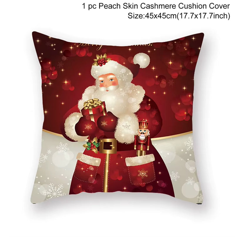 Merry Christmas Cushion Cover Christmas Decorations for Home 2022 Cristmas Ornament Pillow Case Xmas Navidad Gifts New Year 2023