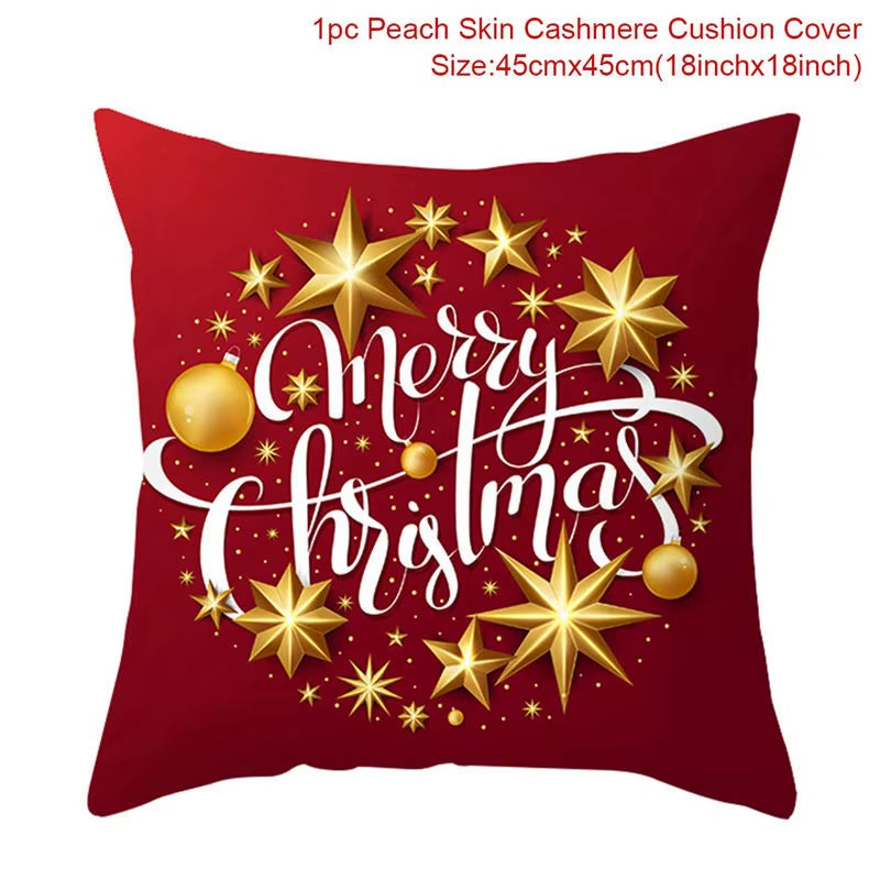 Merry Christmas Cushion Cover Christmas Decorations for Home 2022 Cristmas Ornament Pillow Case Xmas Navidad Gifts New Year 2023