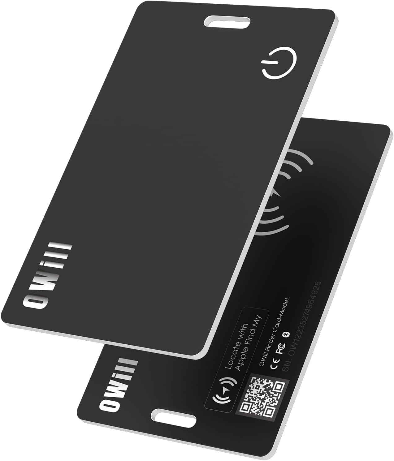 Owill 2mm Slim Wallet Tracker Card - IP68 Wireless Rechargeable Air Smart Tag Compatible with Apple Find My App for Luggage and Suitcases (iOS Only)