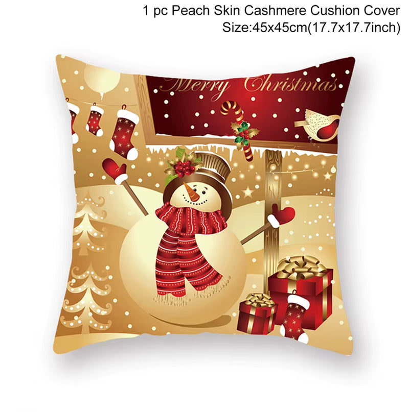 Merry Christmas Cushion Cover Christmas Decorations for Home 2022 Cristmas Ornament Pillow Case Xmas Navidad Gifts New Year 2023