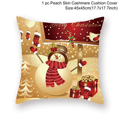 Merry Christmas Cushion Cover Christmas Decorations for Home 2022 Cristmas Ornament Pillow Case Xmas Navidad Gifts New Year 2023