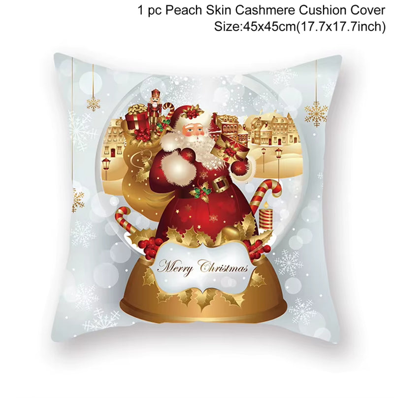 Merry Christmas Cushion Cover Christmas Decorations for Home 2022 Cristmas Ornament Pillow Case Xmas Navidad Gifts New Year 2023
