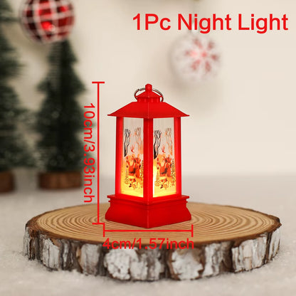 Merry Christmas Lantern Light Ornament Christmas Decorations for Home 2024 Navidad Cristmas Table Decor Xmas Gifts New Year 2025