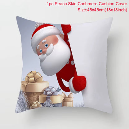 Snowman Christmas Cushion Cover Merry Christmas Decorations for Home 2024 Cristmas Sofa Decor Navidad Xmas Gifts New Year 2025