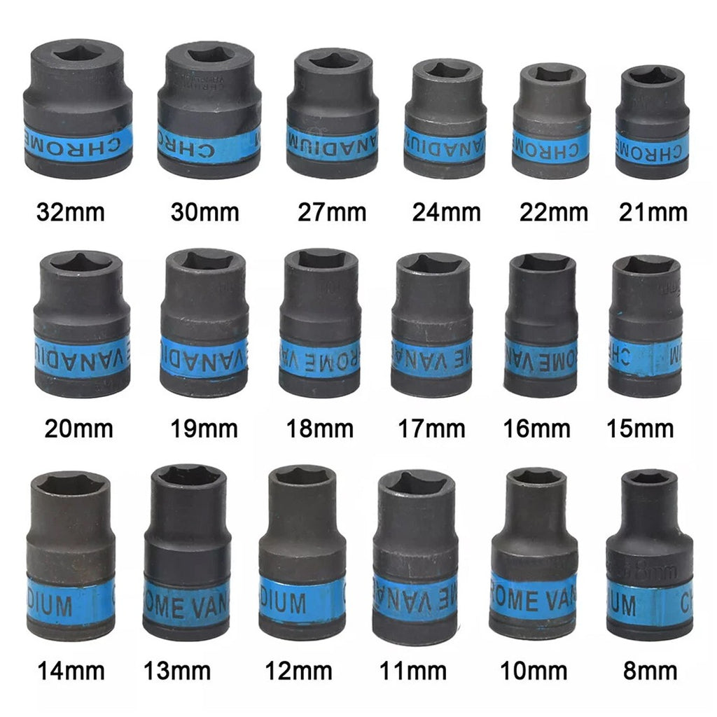 Heavy Duty 1&2 Ratchet Wrench Socket Set 8-32mm Metric Extension Bar Metal Case
