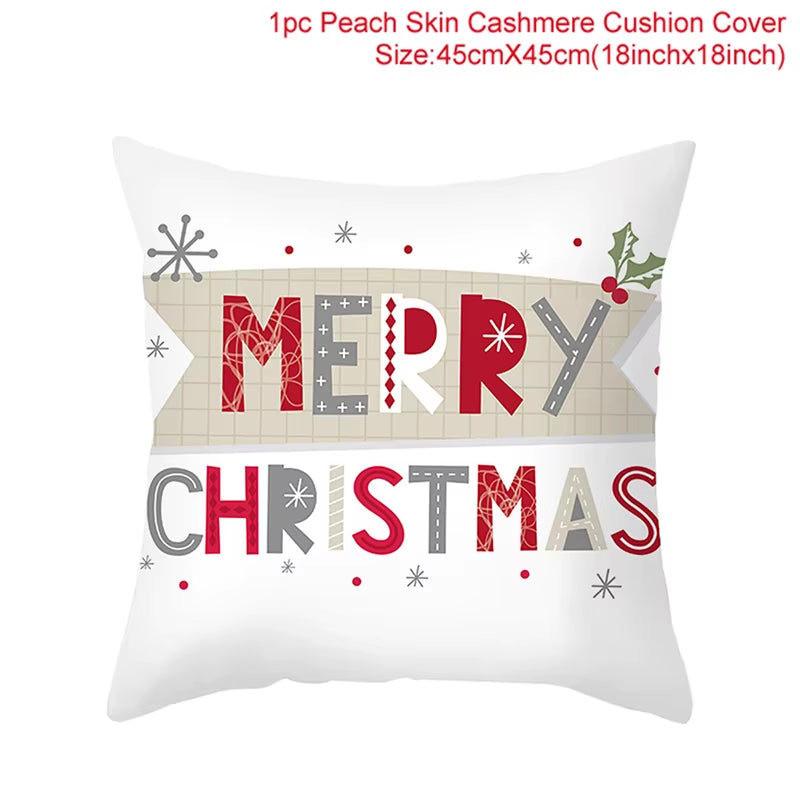 Merry Christmas Cushion Cover Christmas Decorations for Home 2022 Cristmas Ornament Pillow Case Xmas Navidad Gifts New Year 2023