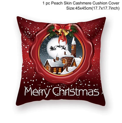 Merry Christmas Cushion Cover Christmas Decorations for Home 2022 Cristmas Ornament Pillow Case Xmas Navidad Gifts New Year 2023