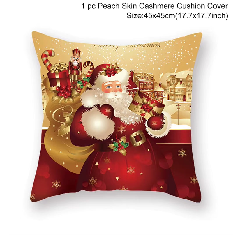 Merry Christmas Cushion Cover Christmas Decorations for Home 2022 Cristmas Ornament Pillow Case Xmas Navidad Gifts New Year 2023